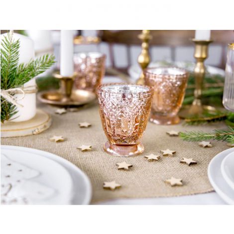 Świecznik szklany PartyDeco Różowy, 8cm - 2